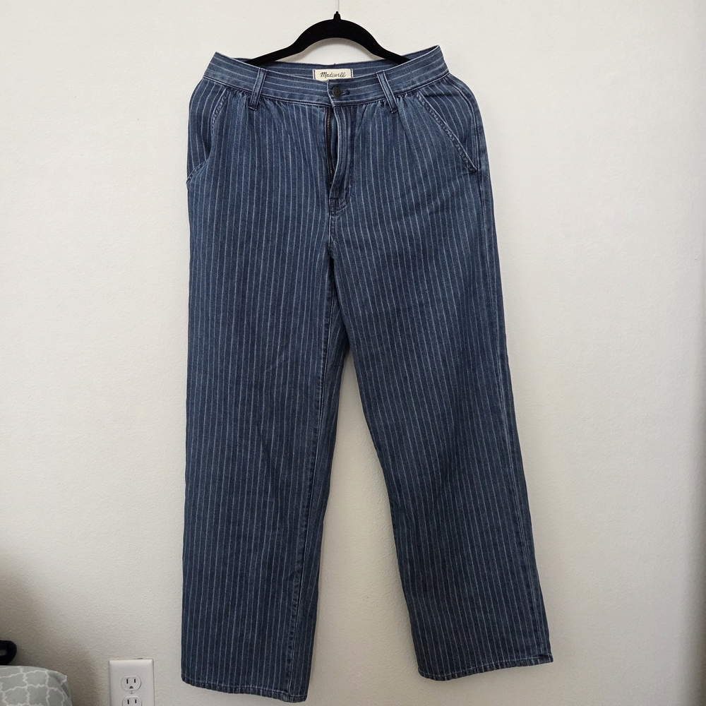 Madewell The Perfect Vintage Wide Leg Trouser Jeans Indigo Stripe Size 25